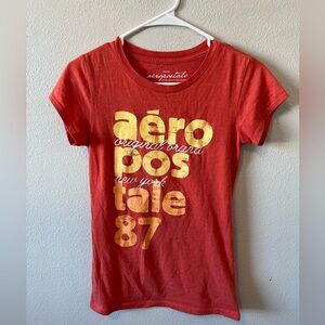 Aeropostale Vintage Y2K Graphic Tee Cap Sleeve Logo Fitted Cotton Blend Preppy